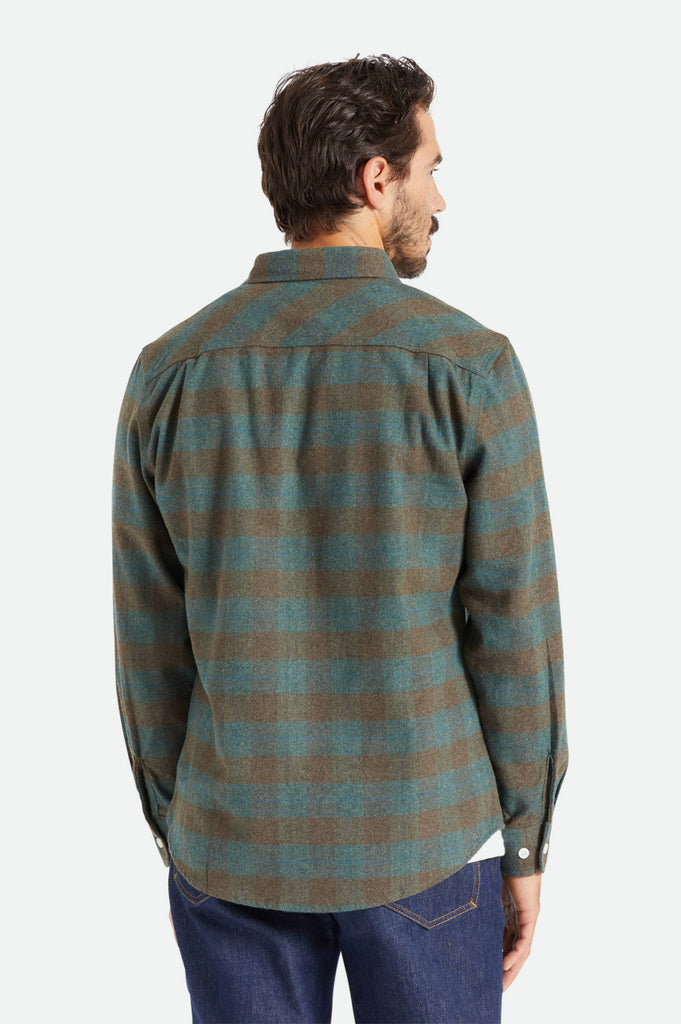 Men's Fit, Back View | Bowery L/S Flannel - Ocean