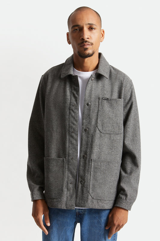 Men's Survey Chore Coat Black/Grey Herringbone – Brixton Europe